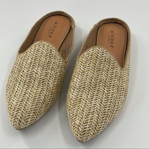 Serra Womens Beige 700013 Wicker Straw Pointy Toe Open Back Slip On Mules Size 8